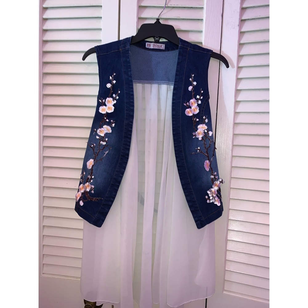 Floral Denim Vest